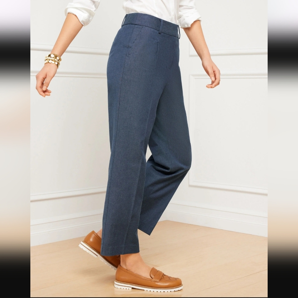 Talbots Dark Blue Cropped Straight-Leg Trousers